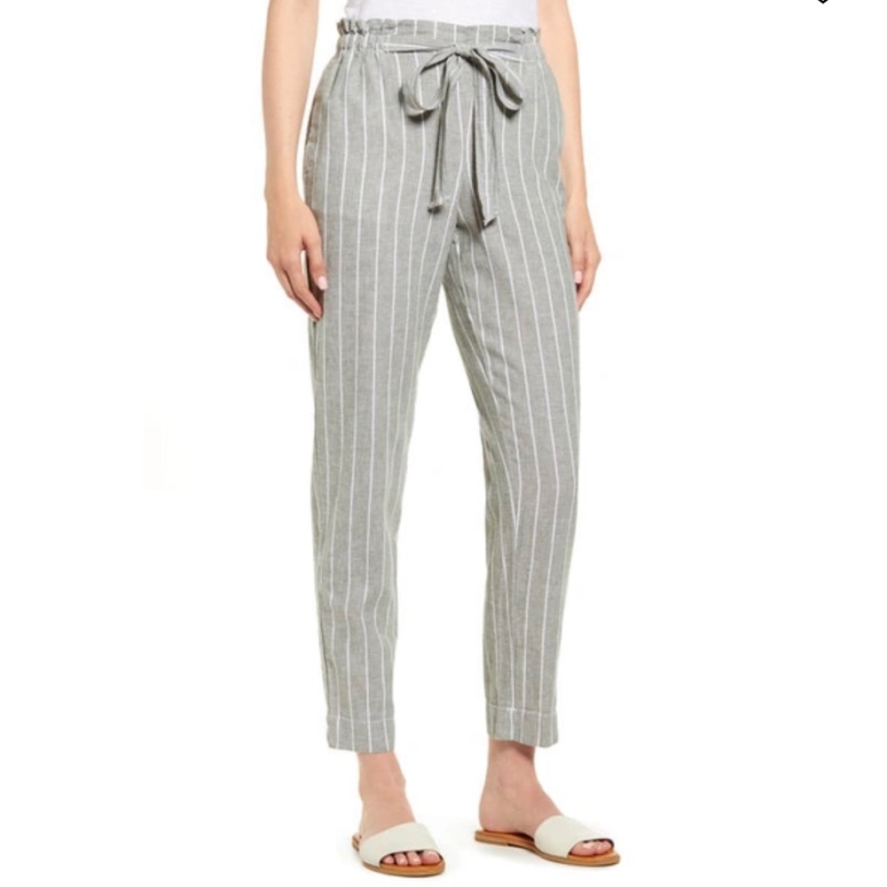 BEACHLUNCHLOUNGE Giavanna Stripe Beach Pants In Olive color Sz m